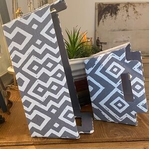 Two Grey and White‎ Canvas Storage Bins